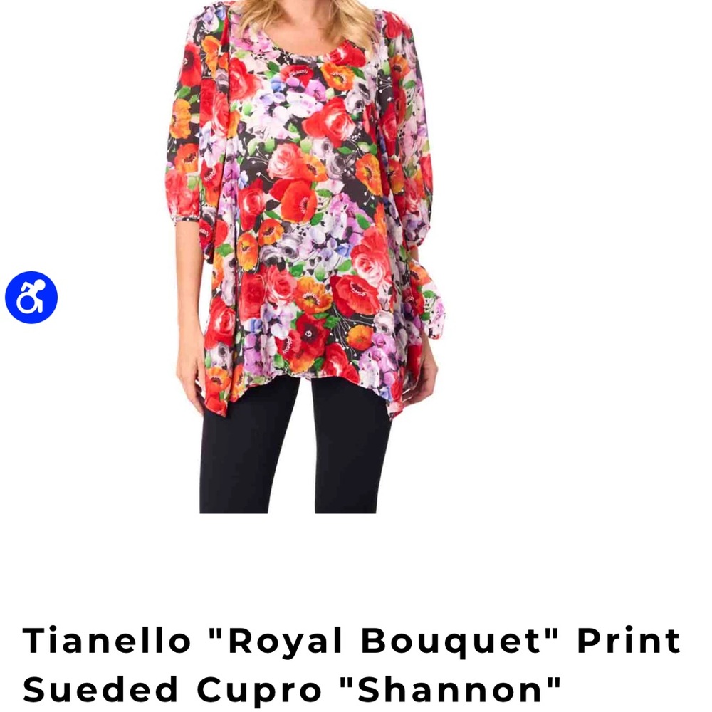🌿Final Sale Tianello Red and Purple Floral Blouse - Picture 4 of 7